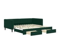 VIDAXL - Divano Letto Estraibile Cassetti Verde Scuro 100x200cm Velluto