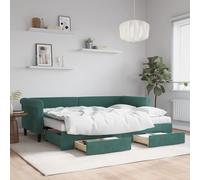 vidaXL Divano Letto Estraibile Cassetti Verde Scuro 80x200cm Velluto