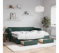 VidaXL Divano Letto Estraibile Cassetti Verde Scuro 80x200cm Velluto