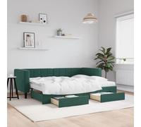 vidaXL Divano Letto Estraibile Cassetti Verde Scuro 80x200cm Velluto