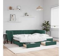 Letto da giorno allungabile con cassetti Verde scuro 90x200 cm in velluto
