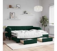vidaXL Divano Letto Estraibile Cassetti Verde Scuro 90x200cm Velluto
