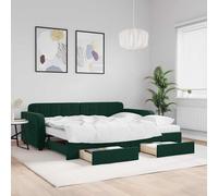 vidaXL Divano Letto Estraibile Cassetti Verde Scuro 90x200cm Velluto