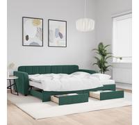 vidaXL Divano Letto Estraibile Cassetti Verde Scuro 90x200cm Velluto