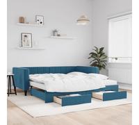 vidaXL Divano Letto Estraibile con Cassetti Blu 100x200 cm in Velluto