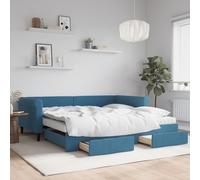 vidaXL Divano Letto Estraibile con Cassetti Blu 100x200 cm in Velluto