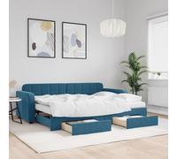 vidaXL Divano Letto Estraibile con Cassetti Blu 80x200 cm in Velluto