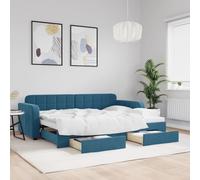 vidaXL Divano Letto Estraibile con Cassetti Blu 80x200 cm in Velluto