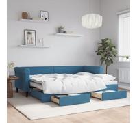 vidaXL Divano Letto Estraibile con Cassetti Blu 80x200 cm in Velluto
