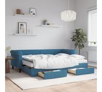 vidaXL Divano Letto Estraibile con Cassetti Blu 80x200 cm in Velluto