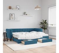 vidaXL Divano Letto Estraibile con Cassetti Blu 80x200 cm in Velluto