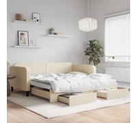 vidaXL Divano Letto Estraibile con Cassetti Crema 100x200cm in Tessuto