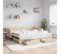 VidaXL Divano Letto Estraibile con Cassetti Crema 100x200cm in Tessuto