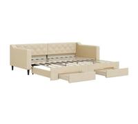 vidaXL Divano Letto Estraibile con Cassetti Crema 90x200 cm in Tessuto, divano letto con cassetti, letto da giorno, letto per ospiti, divano letto