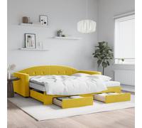 vidaXL Divano Letto Estraibile con Cassetti Giallo 100x200cm Velluto