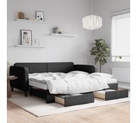 vidaXL Divano Letto Estraibile con Cassetti Nero 100x200 cm in Tessuto