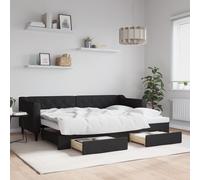 VidaXL Divano Letto Estraibile con Cassetti Nero 80x200 cm in Tessuto