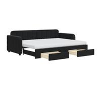 vidaXL Divano Letto Estraibile con Cassetti Nero 80x200 cm in Velluto, Divano Letto con cassetti, Divano Letto, Letto a Scomparsa
