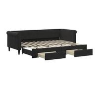 vidaXL Divano Letto Estraibile con Cassetti Nero 80x200 cm in Velluto, Divano Letto con cassetti, Divano Letto Moderno, Letto da Giorno, Divano Letto