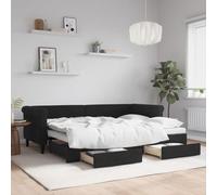 vidaXL Divano Letto Estraibile con Cassetti Nero 80x200 cm in Velluto, Divano Letto con cassetti, Divano Letto Moderno, Letto da Giorno, Divano Letto
