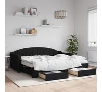 vidaXL Divano Letto Estraibile con Cassetti Nero 90x190 cm in Tessuto