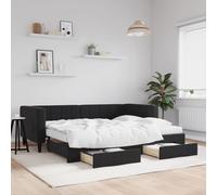 vidaXL Divano Letto Estraibile con Cassetti Nero 90x190 cm in Velluto
