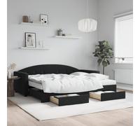 vidaXL Divano Letto Estraibile con Cassetti Nero 90x190 cm in Velluto