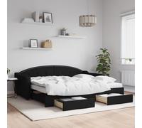 vidaXL Divano Letto Estraibile con Cassetti Nero 90x200 cm in Tessuto