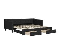 vidaXL Divano Letto Estraibile con Cassetti Nero 90x200 cm in Tessuto, Divano Letto con cassetti, Letto da Giorno, Letto per Ospiti, Divano Letto
