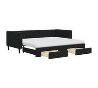 vidaXL Divano Letto Estraibile con Cassetti Nero 90x200 cm in Velluto, Divano Letto con cassetti, Divano Letto, Divano Letto da Soggiorno