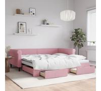 vidaXL Divano Letto Estraibile con Cassetti Rosa 100x200 cm Velluto, Divano Letto con cassetti, Divano Letto Moderno, Letto da Giorno, Divano Letto
