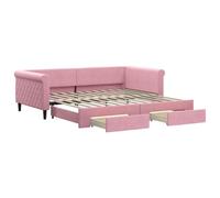 vidaXL Divano Letto Estraibile con Cassetti Rosa 100x200 cm Velluto, Divano Letto con cassetti, Divano Letto Moderno, Letto da Giorno, Divano Letto