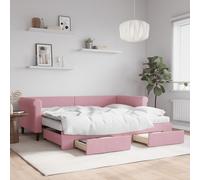 vidaXL Divano Letto Estraibile con Cassetti Rosa 90x200 cm Velluto