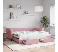 vidaXL Divano Letto Estraibile con Cassetti Rosa 90x200 cm Velluto