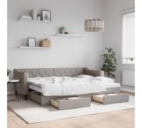 vidaXL Divano Letto Estraibile con Cassetti Tortora 80x200 cm Tessuto, Divano Letto con cassetti, Letto da Giorno, Letto per Ospiti, Divano Letto