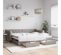vidaXL Divano Letto Estraibile con Cassetti Tortora 90x200 cm Tessuto, Divano Letto con cassetti, Letto da Giorno, Letto per Ospiti, Divano Letto