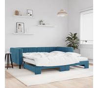 vidaXL Divano Letto Estraibile con Materassi Blu 100x200 cm Velluto