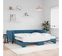VidaXL Divano Letto Estraibile con Materassi Blu 100x200 cm Velluto