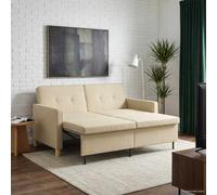vidaXL Divano Letto Estraibile Crema Tessuto, Divano moderno a 2 posti, letto estraibile salvaspazio, mobile allungabile con schienale regolabile, struttura in legno ingegner