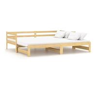 VIDAXL - Divano Letto Estraibile in Legno Massello di Pino 2x (90x200) cm