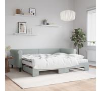 vidaXL Divano Letto Estraibile Materassi Grigio Chiaro 90x200 Velluto