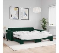 vidaXL Divano Letto Estraibile Materassi Verde Scuro 100x200 Velluto