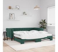 VidaXL Divano Letto Estraibile Materassi Verde Scuro 100x200 Velluto
