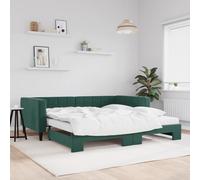 vidaXL Divano Letto Estraibile Materassi Verde Scuro 100x200 Velluto