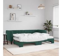 VidaXL Divano Letto Estraibile Materassi Verde Scuro 80x200 Velluto