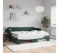 VidaXL Divano Letto Estraibile Materassi Verde Scuro 80x200 Velluto