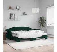 vidaXL Divano Letto Estraibile Materassi Verde Scuro 90x200 Velluto
