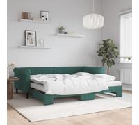 vidaXL Divano Letto Estraibile Materassi Verde Scuro 90x200 Velluto, Divano Letto con Materasso, Letto da Giorno, Letto per Ospiti, Divano Letto