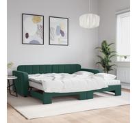 vidaXL Divano Letto Estraibile Materassi Verde Scuro 90x200 Velluto