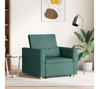 vidaXL Divano letto estraibile singolo Verde scuro 90 x 165 x 87 cm